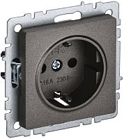 Розетка с заземлением без рамки IEK Brite РС14-1-0-БрТБ 1-м. шторки темная бронза картинка